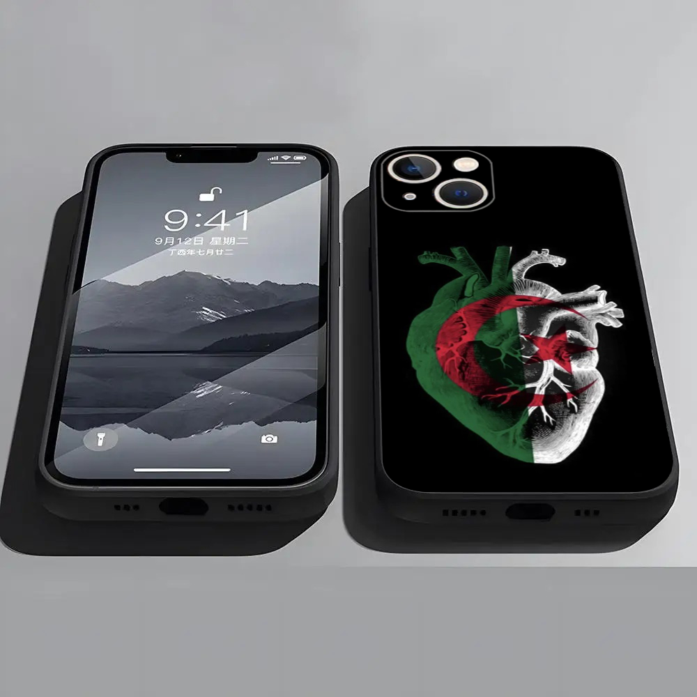 Coque iPhone 15 Pro Max Drapeau Algérie Cœur - Protection Unique