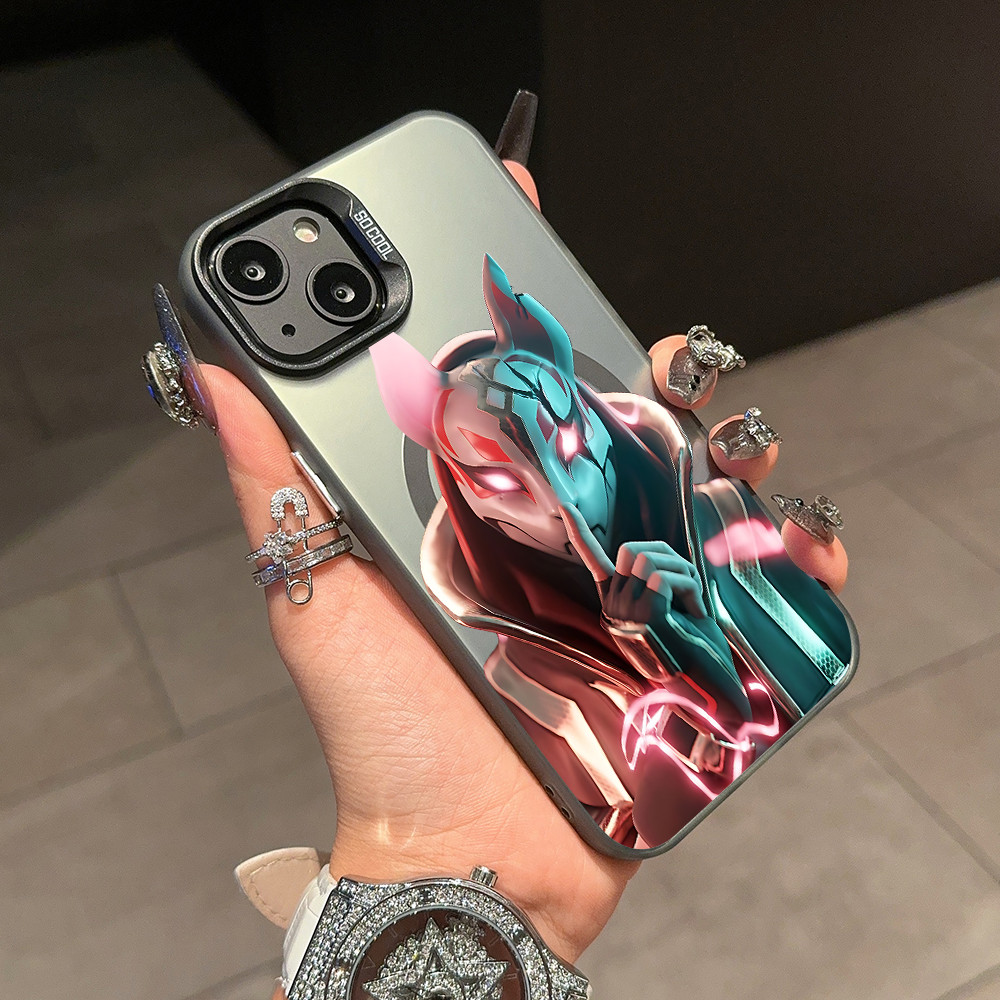 Coque iPhone 16 Pro Motif Fortnite Personnage Bleu et Rose