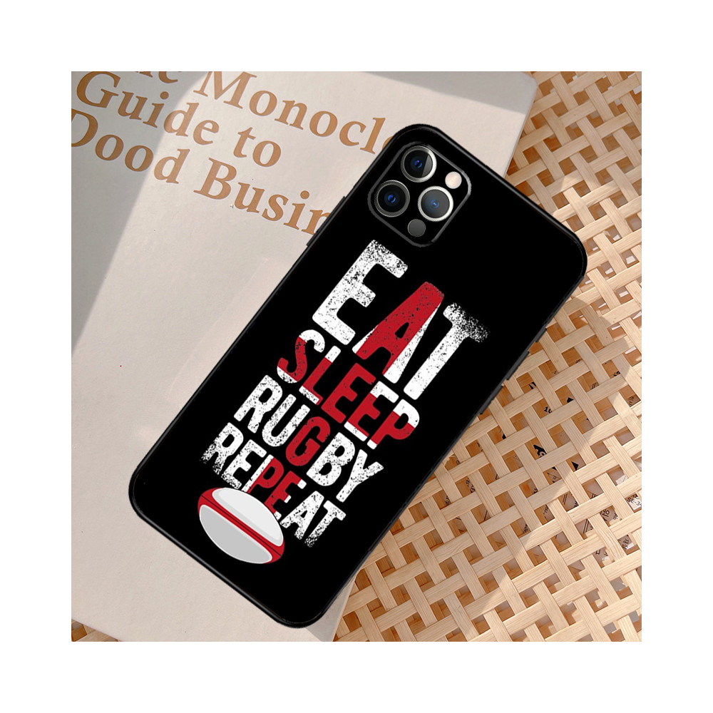 Coque iPhone 12 Pro Rugby : Eat Sleep Rugby Repeat