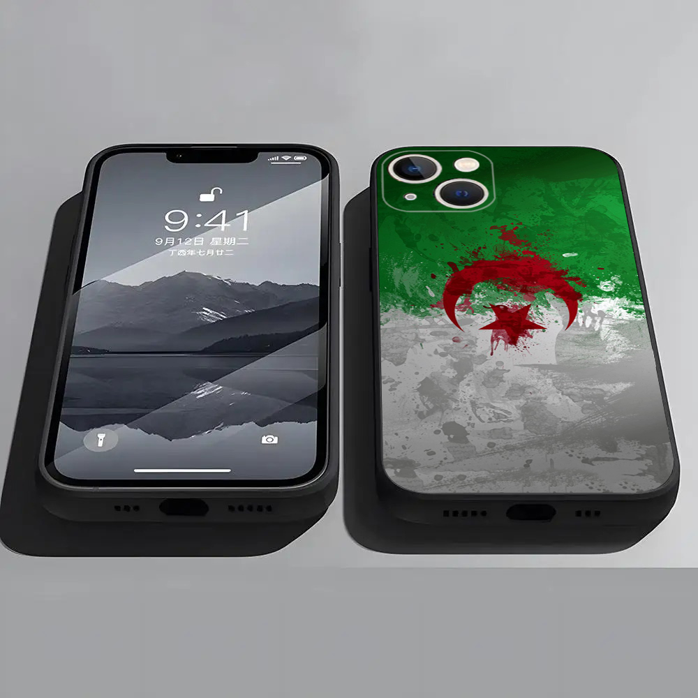 Coque iPhone 14 Pro Max Drapeau Algérie Design Unique