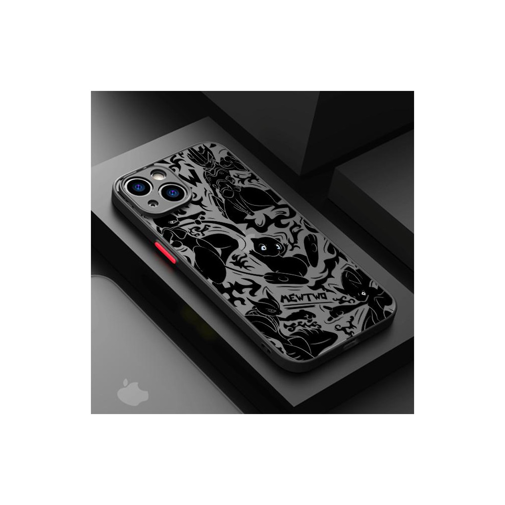 Coque iPhone 15 Mewtwo Noir - Design Pokémon Unique