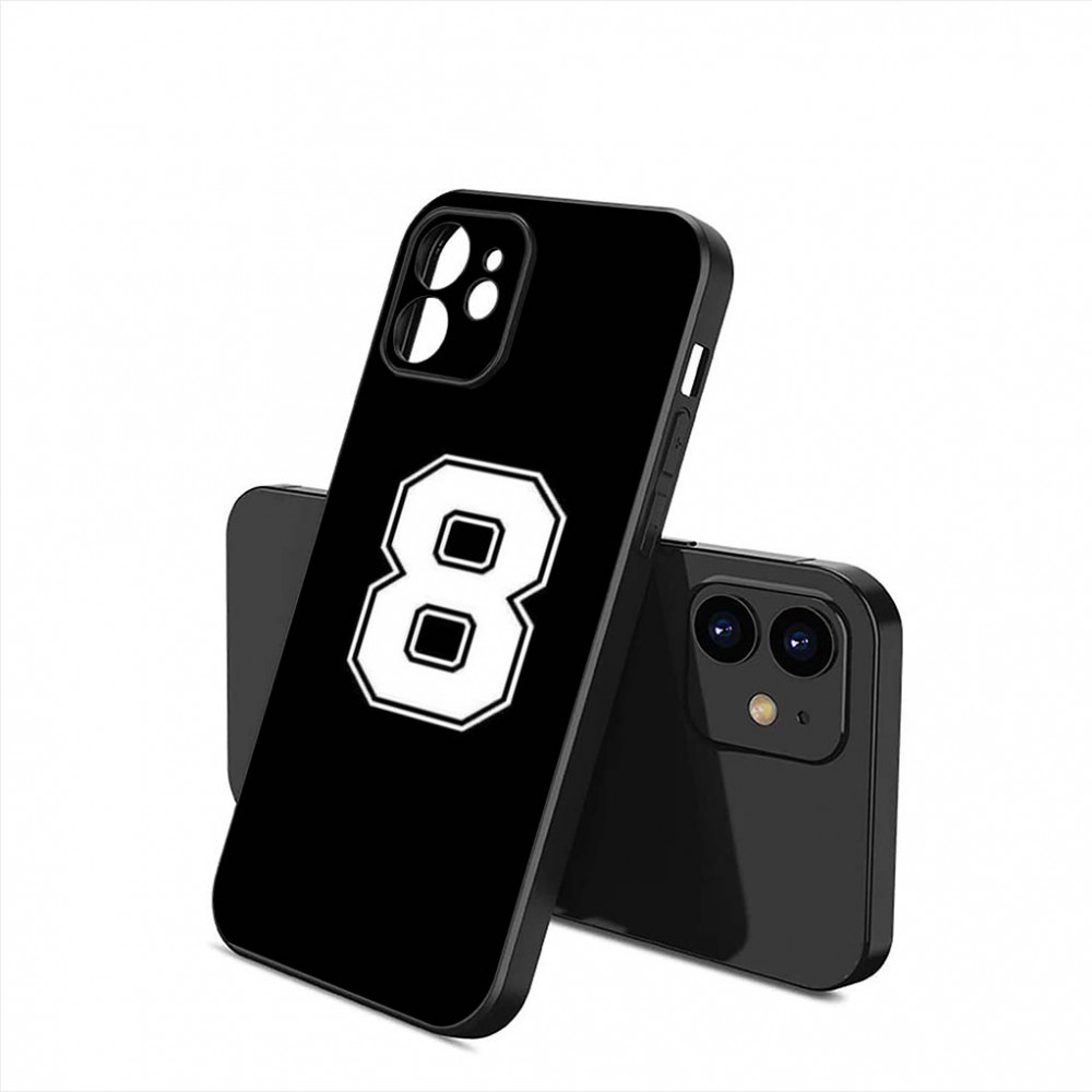 Coque iPhone Noire Numéro 8 Personnalisable