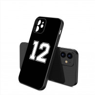 Coque iPhone 14 Pro Noir Numéro 12 Personnalisable