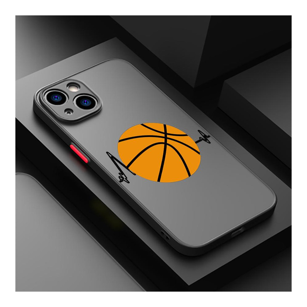 Coque iPhone 14 Pro Max avec motif ballon de basketball orange