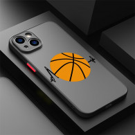 Coque iPhone 15 Plus avec motif ballon de basketball orange