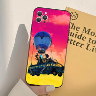 Coque iPhone X Fortnite Battle Bus - Ciel Rose et Jaune