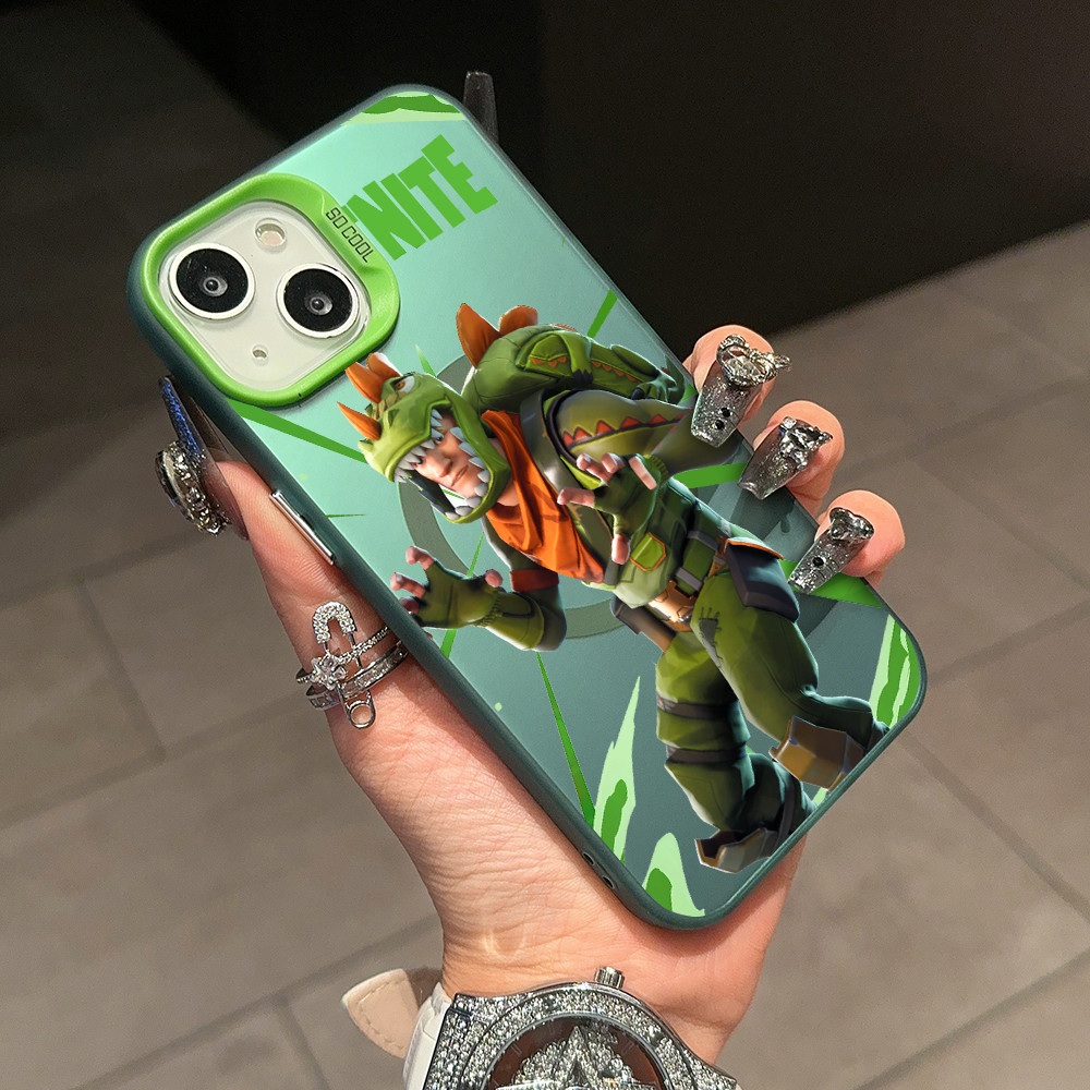 Coque iPhone 15 Plus Fortnite Personnage Rex Vert - Protection Optimale