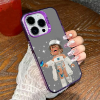 Coque iPhone 15 Pro Roblox Personnage Fille Papillons - Design Unique