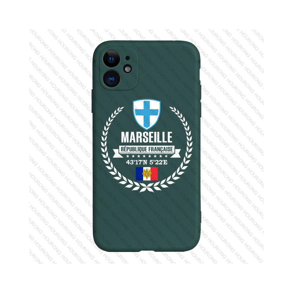 Coque iPhone 12 Marseille Vert - Blason & Drapeau Français