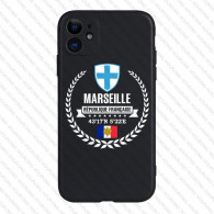 Coque iPhone Marseille - Design blason et coordonnées GPS