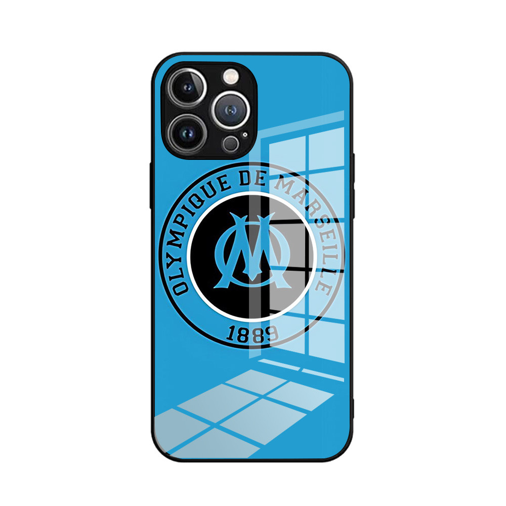 Coque iPhone 12 Pro Olympique de Marseille - Logo Bleu et Blanc 1899