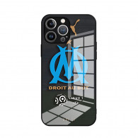 Coque iPhone 16 Plus Olympique de Marseille - Logo Bleu et Slogan - Design Premium