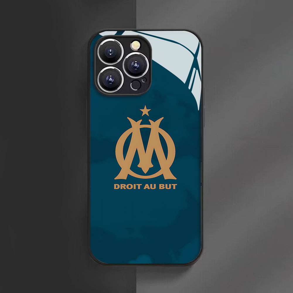 Coque iPhone Olympique de Marseille - Logo Doré & Slogan  poucesDroit au But pouces