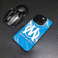 Coque iPhone Olympique de Marseille - Logo et Devise - Bleu et Blanc