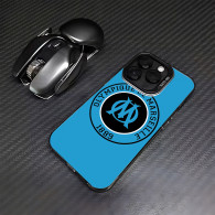 Coque iPhone 15 Plus Olympique de Marseille - Logo Bleu et Noir