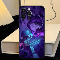 Coque iPhone 15 Pro Motif Dragon Violet & Guerrier Bleu - Design Épique