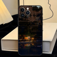 Coque iPhone X Minecraft : Paysage Nocturne Pixelisé