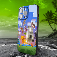 Coque iPhone 13 Minecraft - Personnages et Paysage Emblématiques