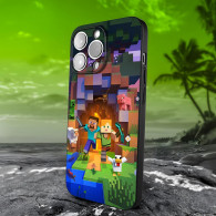 Coque iPhone 16 Pro Minecraft - Steve et Alex en Aventure