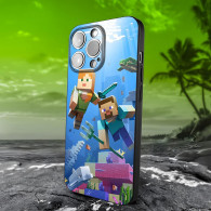 Coque iPhone 15 Plus Minecraft Aventure Aquatique - Steve et Alex