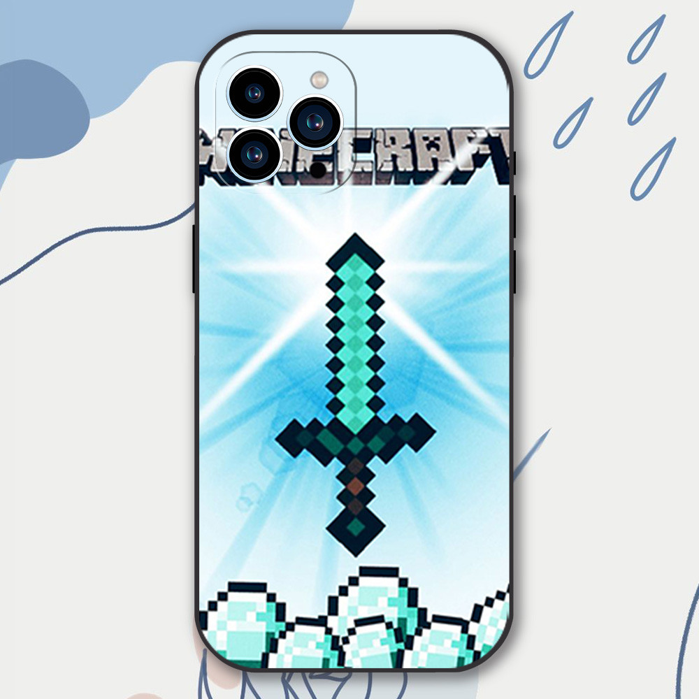 Coque iPhone 15 Pro Minecraft Épée en Diamant - Design Exclusif