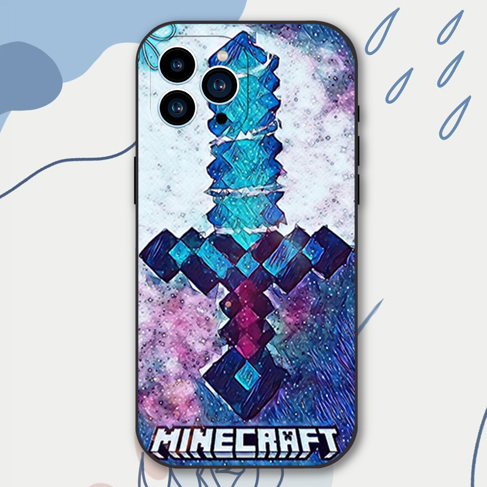 Coque iPhone 13 Pro Max Minecraft Épée en Diamant - Design Exclusif