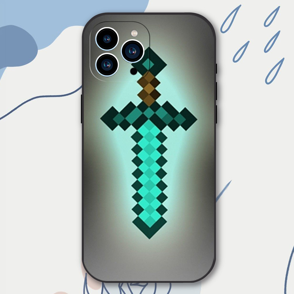 Coque iPhone 14 Pro Max Motif Épée Minecraft - Protection Optimale & Design Unique