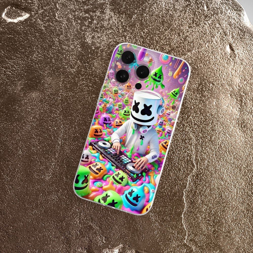 Coque iPhone 14 Pro Marshmello DJ : Ambiance Festive et Colorée