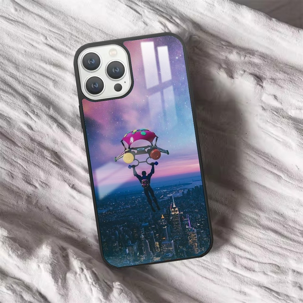 Coque iPhone 16 Pro Max - Parachutiste au-dessus de New York au crépuscule