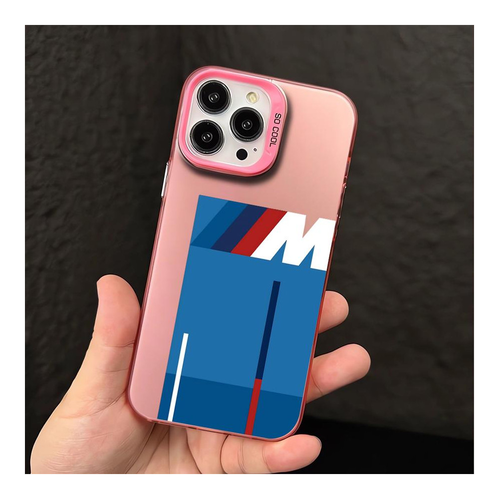 Coque iPhone 15 Plus Rose Design BMW Motorsport - Protection Élégante