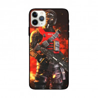 Coque iPhone 14 Pro Max Personnalisée : Personnage de Jeu d'Action en Armure Rouge