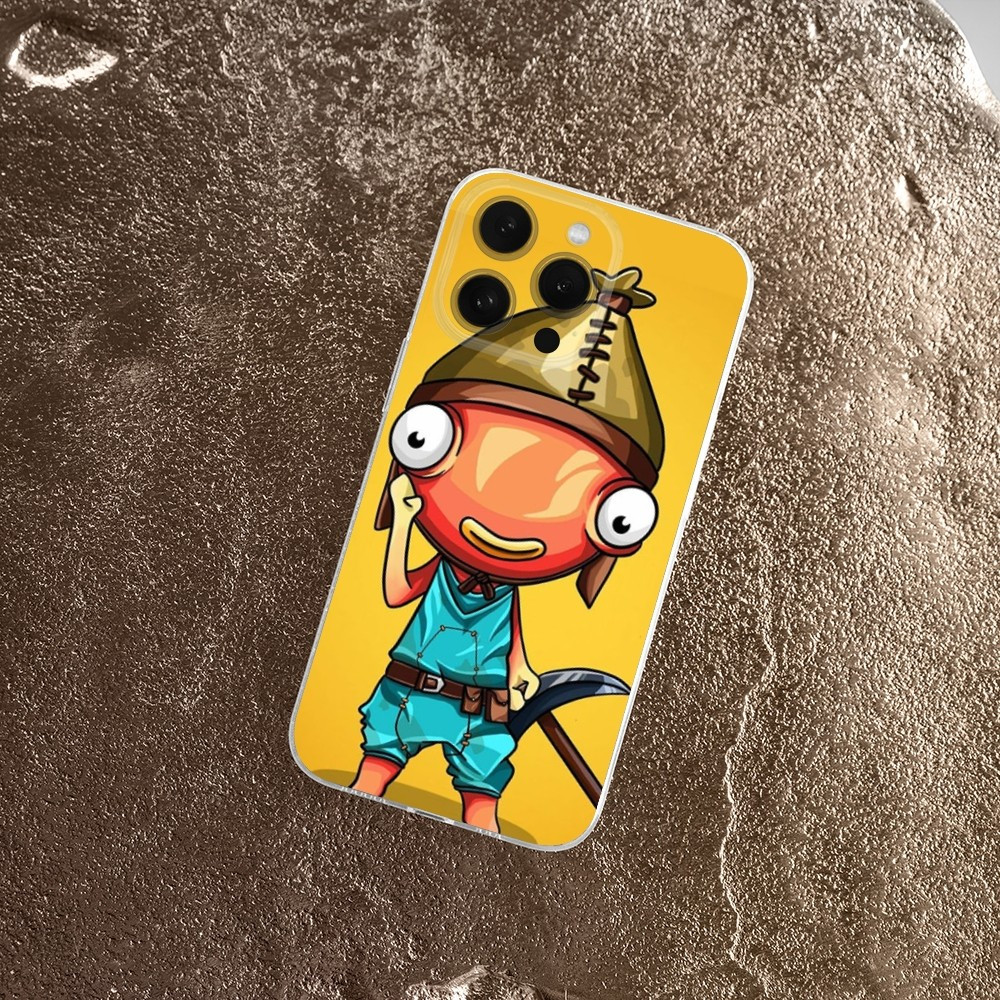 Coque iPhone 15 Plus Personnage Poisson Fortnite - Design Unique