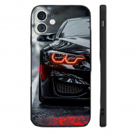 Coque iPhone 14 Pro Voiture Sport Noire et Phares Rouges