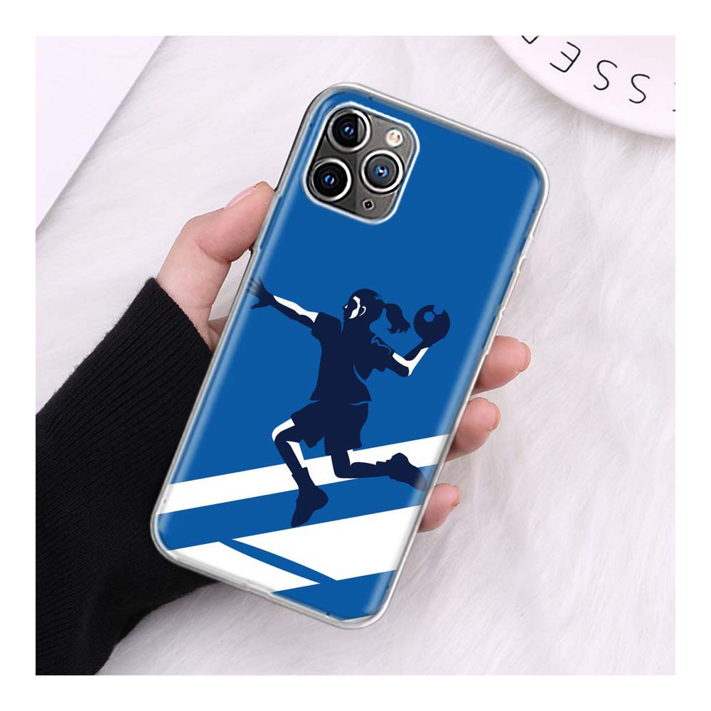 Coque iPhone Handballeuse Bleue et Blanche