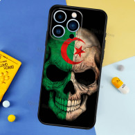 Coque iPhone 14 Pro Tête de Mort Drapeau Algérien