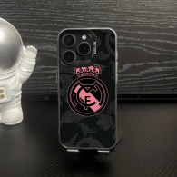 Coque iPhone 12 Pro Real Madrid Rose et Noire - Design Élégant