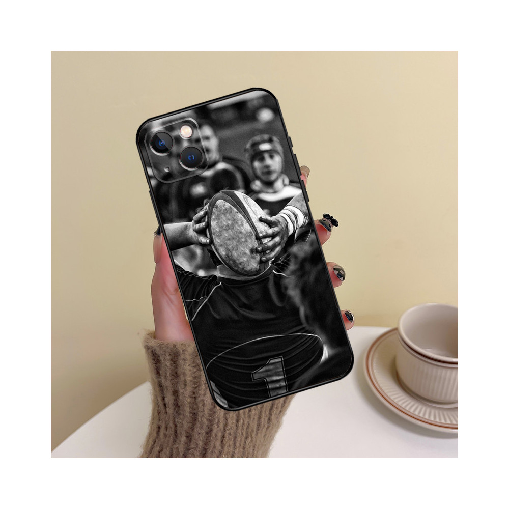 Coque iPhone XR Rugby en Noir et Blanc - L'esprit du jeu