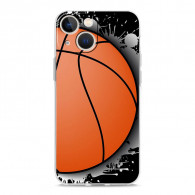 Coque iPhone 14 Pro Max Design Ballon de Basket Orange et Noir