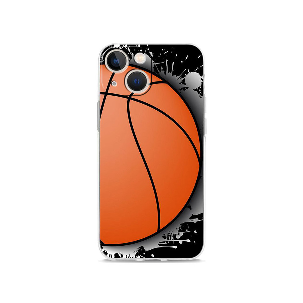 Coque iPhone 14 Pro Max Design Ballon de Basket Orange et Noir