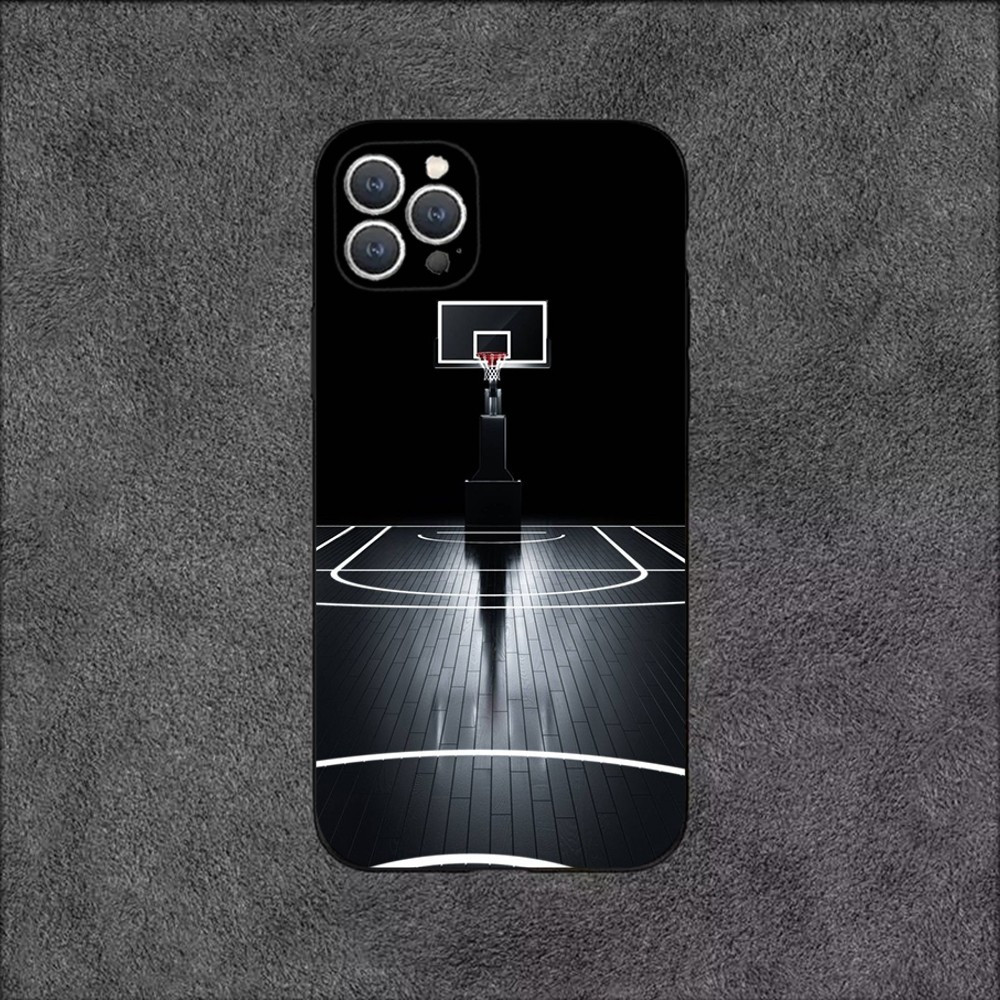 Coque iPhone Design Terrain de Basketball Noir