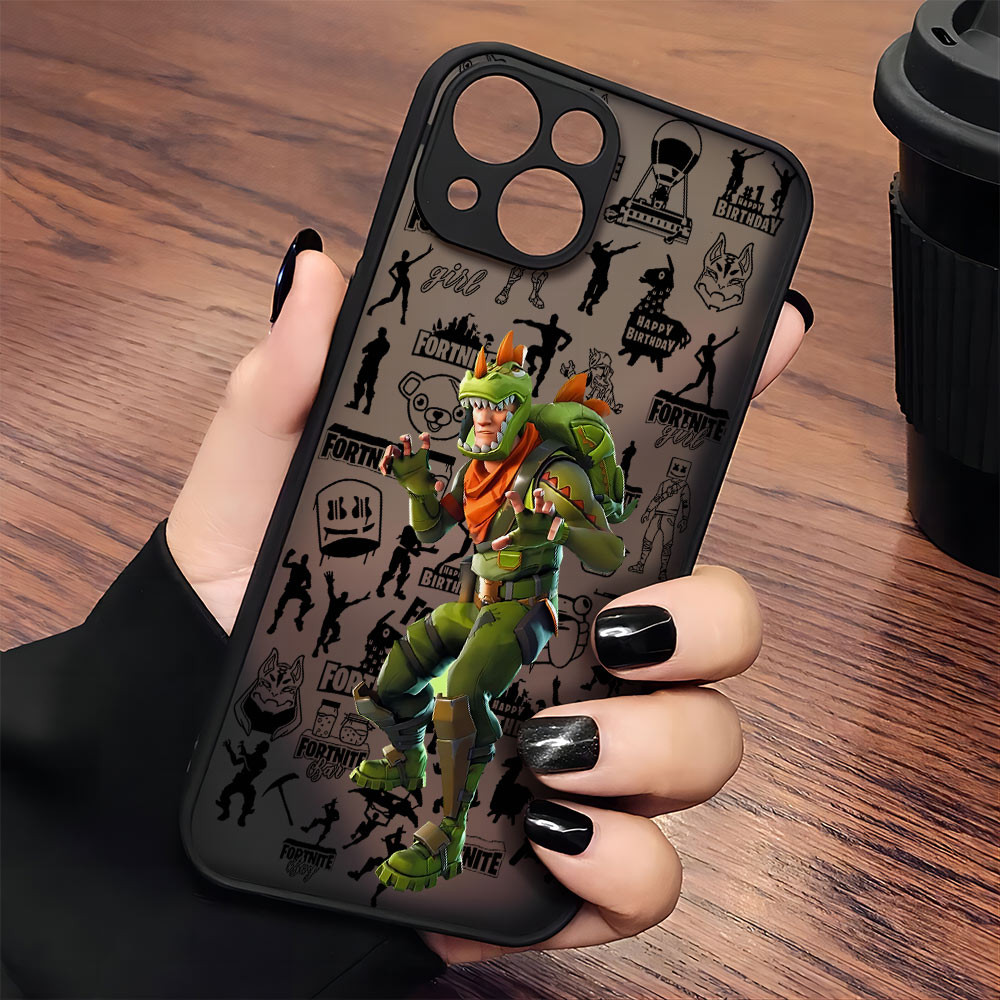 Coque iPhone 15 Pro Max Fortnite Personnage Rex Orange et Vert