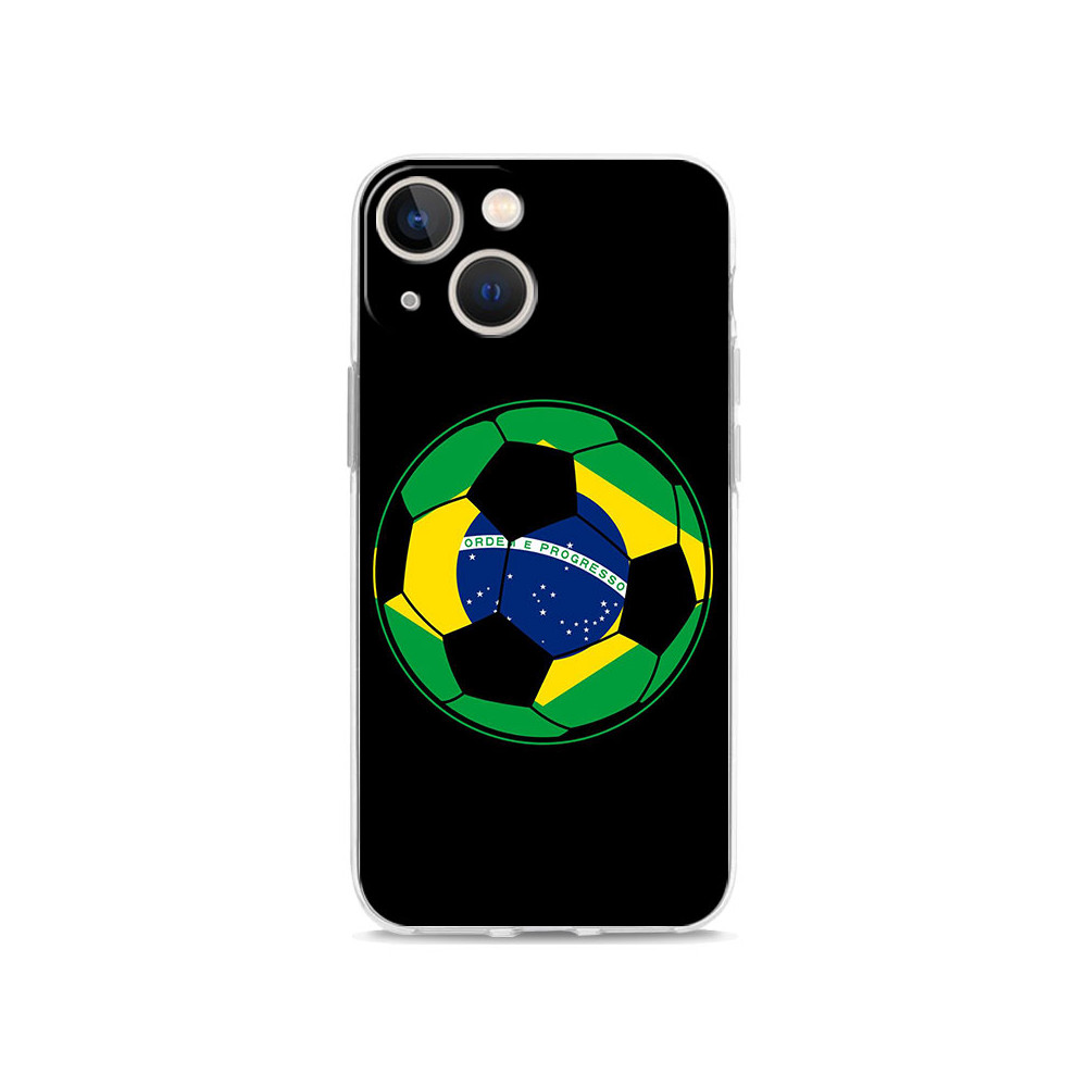 Coque iPhone 11 Drapeau Brésilien Ballon de Foot