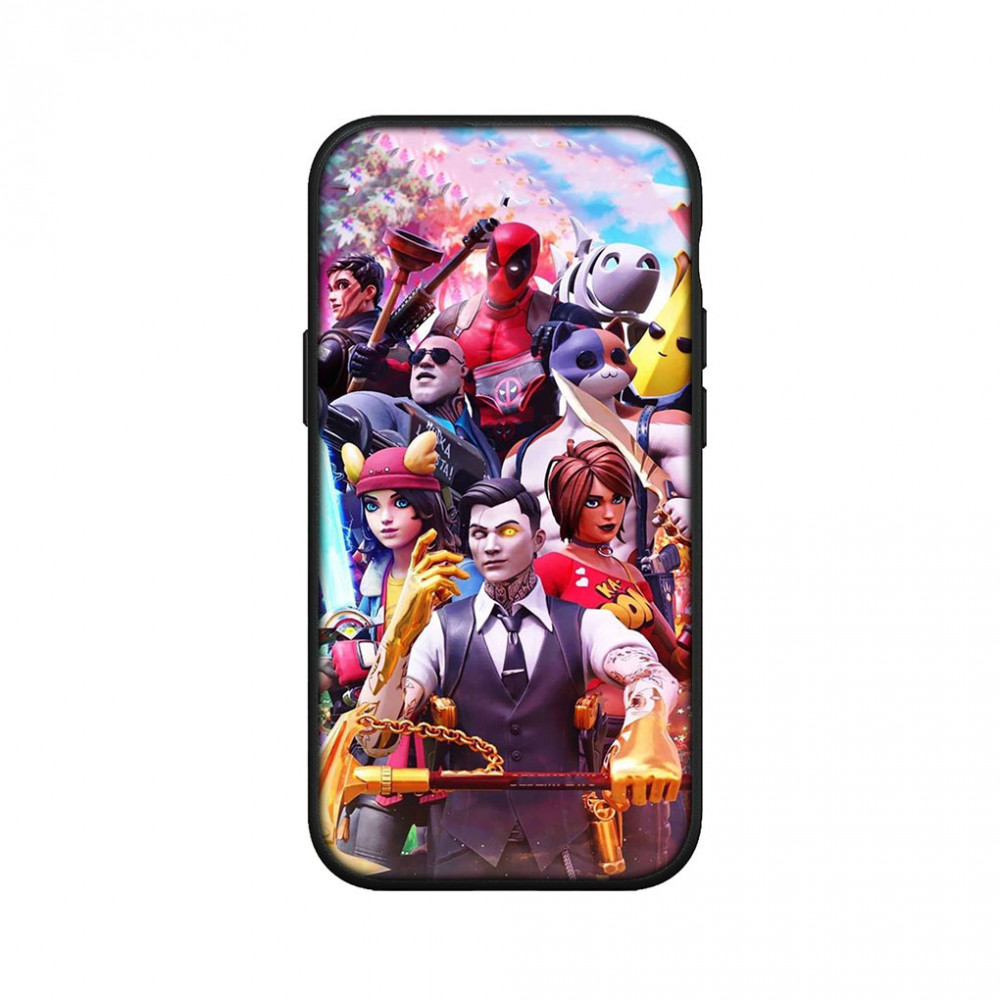 Coque iPhone 14 Pro Max Fortnite : Midas, Deadpool, Miaousclé et leurs Amis