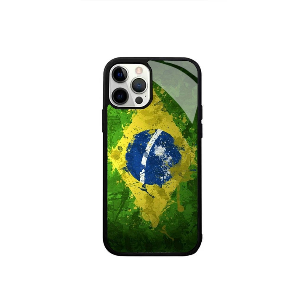 Coque iPhone 15 Pro Max Drapeau Brésil Peinture Artistique